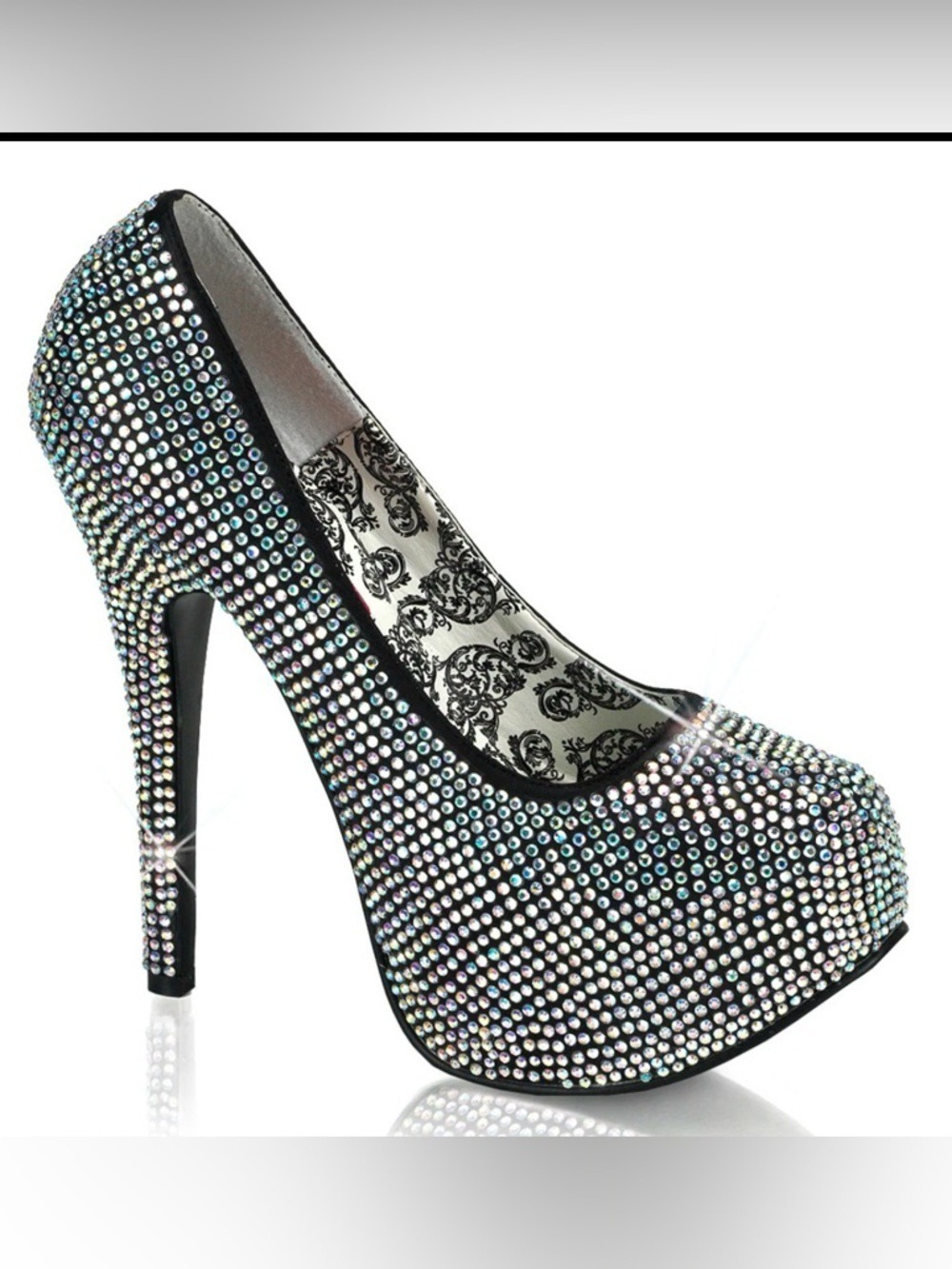 Bordello Teeze-06R AB Rhinestone Platform Heels Size 8 NWT